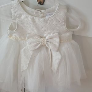 Cream and gold christening dress for baby girl